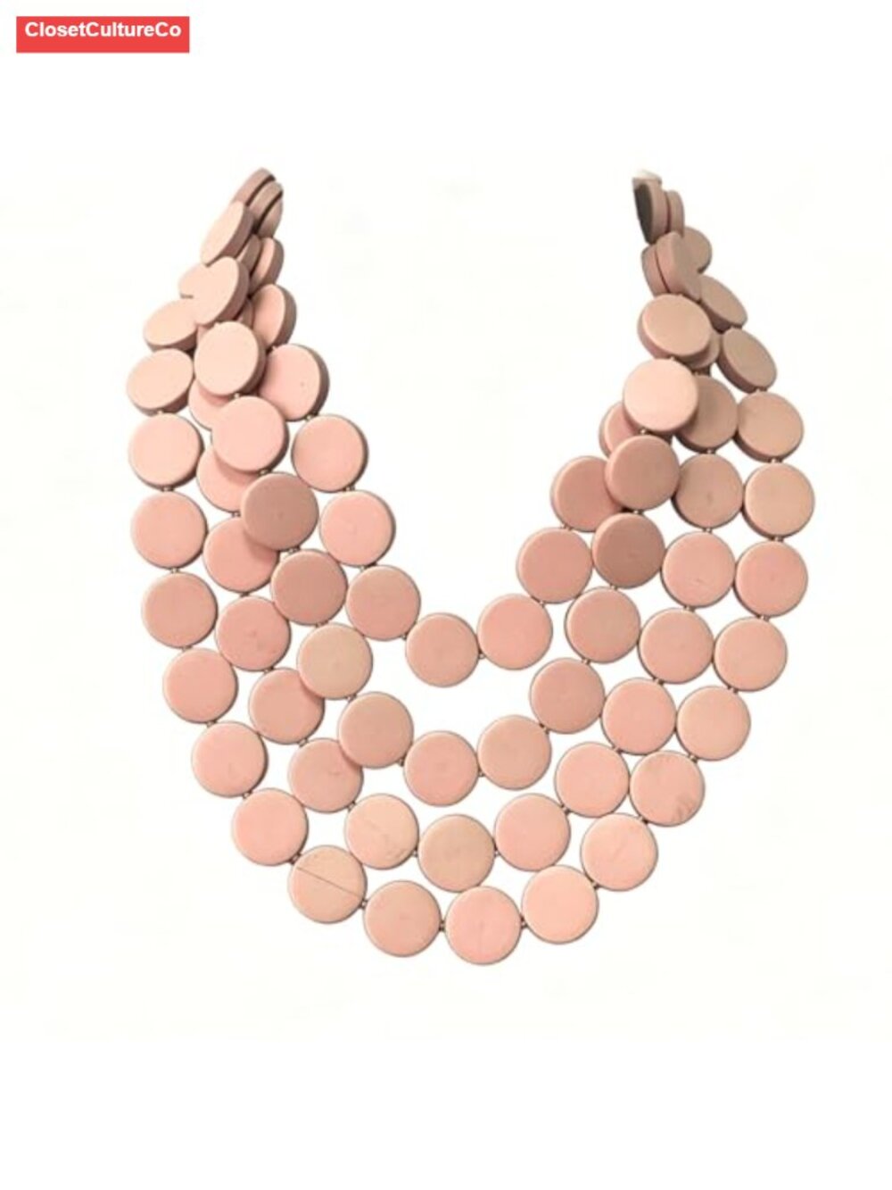 Chunky Wooden Bib Choker Necklace Handcrafted Beaded Statement Collar
